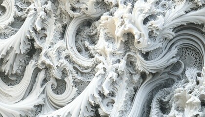 Poster - Intricate frost pattern creating a delicate, sculptural, swirling composition