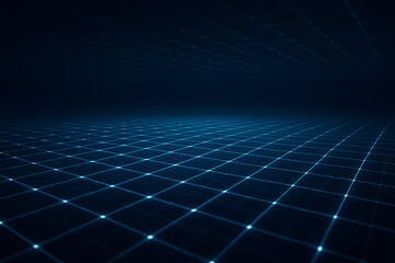 Poster - digital network horizon: immerse yourself in a mesmerizing digital landscape, a grid of interconnect