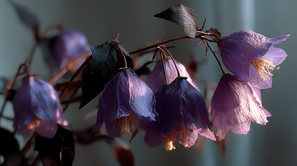 Poster - Delicate Purple Flowers in Soft Natural Light with Gentle Petals