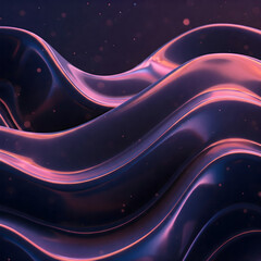 Poster - Fluid Abstract Texture: A mesmerizing abstract design with fluid, iridescent waves in rich hues of deep purple and magenta, overlaid with delicate sparkling lights.  