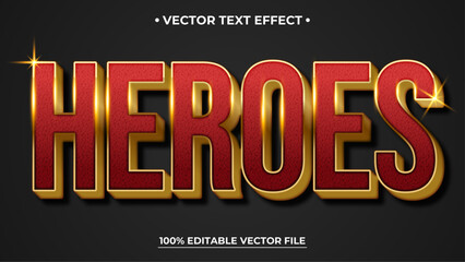 Poster - Heroes text effect red and gold style editable text effect