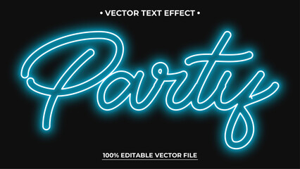 Poster - Party Neon light text effect editable text