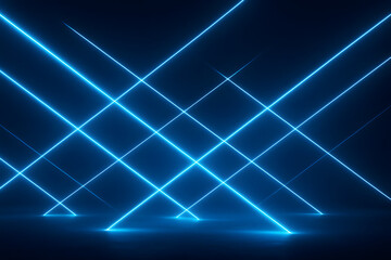 Poster - Neon Blue Line: Geometric brilliance, a mesmerizing dance of neon blue lines. These lines crisscross a black background, embodying a modern, digital aesthetic.