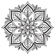 © MAHABUB - Intricate Mandala Design Symmetrical Floral Pattern in Black and White Line Art