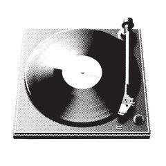 Wall Mural - record player halftone grunge vector design element