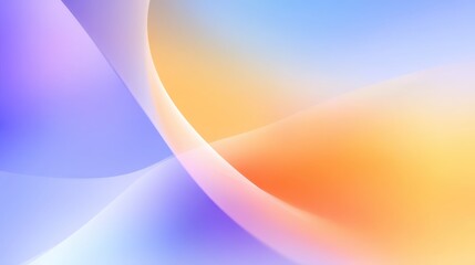 Poster - Pastel gradient background blending soft blue, purple, and orange hues, forming elegant curved shapes suggesting serene, dreamlike visual landscape with tranquil color transition