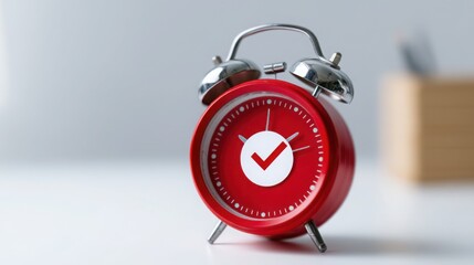 Poster - Red alarm clock indicating urgency and the importance of time management in the context of downloading digital content