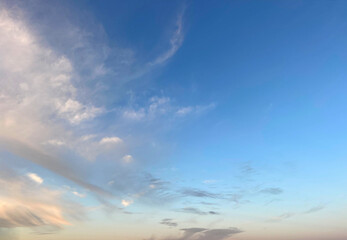 Wall Mural - dawn sky with cloud and sun light. nature background, skyline landscape