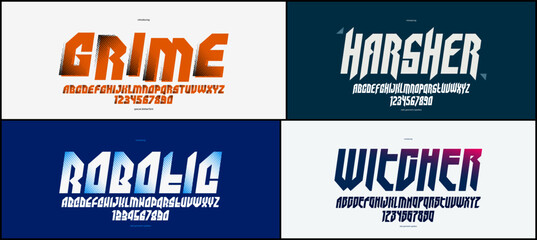 Aufkleber - Brutal geometric vector fonts set, bold and massive alphabet typefaces, strong and heavy typeset collection, useful for logo creation, urban letters set.