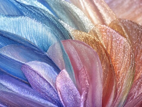Shimmer thread folds gently on a radiant splashed background