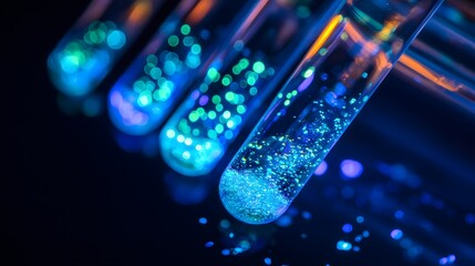 Poster - Test Tubes with Luminescent Blue Liquid