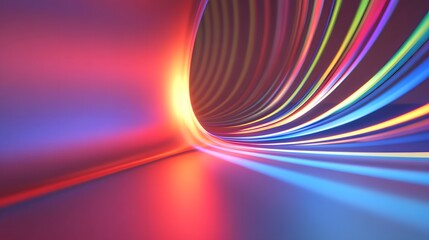 Poster - A vibrant tunnel of multicolored light trails converging into a bright focal point