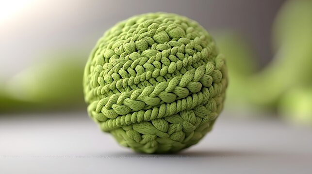 Intricate Green Knitted Globe 3D Render