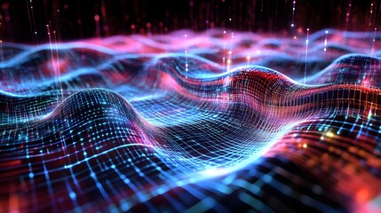 Poster - Abstract Digital Waveform with Grid and Light Effects