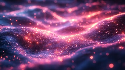 Aufkleber - Abstract background with glowing particles and wavy surface design