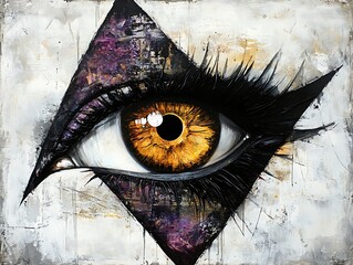 Poster - Abstract eye, geometric frame, textured canvas