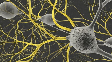 Poster - Microscopic view of neurons showing neural network and brain activity
