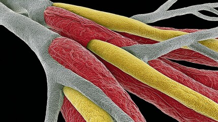 Aufkleber - Nerve fibers microscopic view showcasing myelin sheath axons and connective tissue