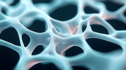 Poster - Abstract Bioluminescent Network Structure: Teal Organic Mesh in Dark Background