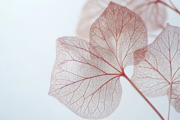 Aufkleber - Intricate green leaf with delicate vein patterns displayed on a white background, highlighting natures design at close range