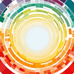 Poster - Abstract concentric circles design with vibrant color blocks