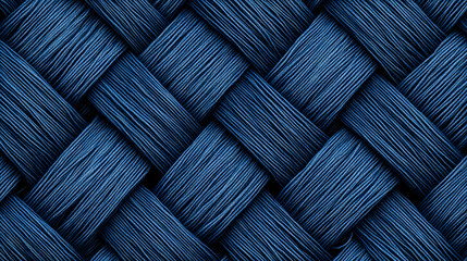 Wall Mural - close-up view of interwoven blue threads forming a textured pattern, showcasing the intricate detail