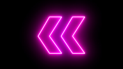 Poster - Glowing neon purple arrow left direction icon. Abstract neon flashing light back arrow loading. Seamless loop