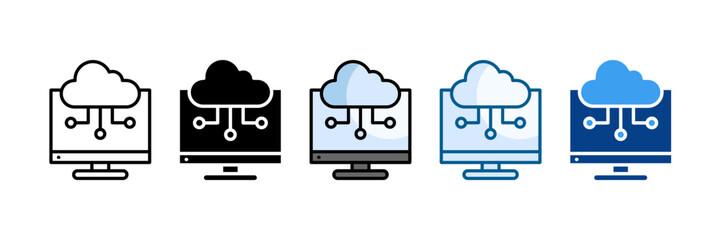 Cloud Computing Icon Set Multiple Style Collection