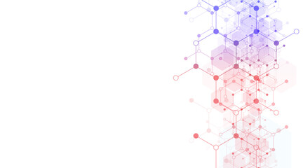 Poster - hexagons pattern background. genetic research, molecular structure. chemical engineering. concept of