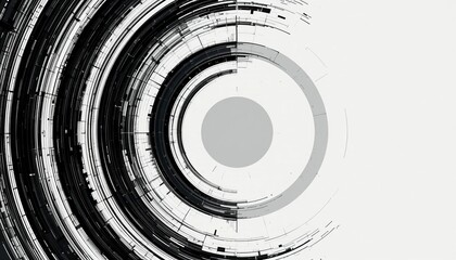 Poster - Dynamic abstract circular patterns digital space graphic design modern aesthetic top-down view visual concept for technology innovation