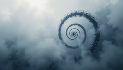 Poster - Cascading spiral motion in atmospheric fog abstract visuals surreal environment high angle view conceptual art inspiration
