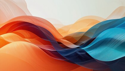 Poster - Dynamic abstract waves in soft colors digital art creative environment fluid motion concept of movement and emotion