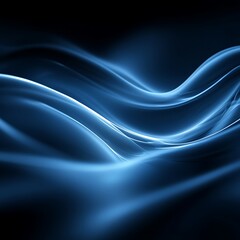 Poster - abstract flowing blue waves on dark background
