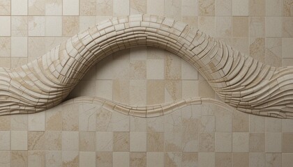 Poster - Innovative architectural design featuring curved wall installation in modern space sculptural art concept contemporary environment top-down view