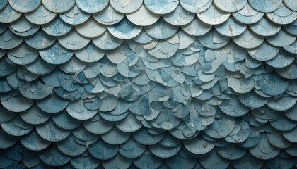Poster - Textured blue scales in abstract art studio setting digital artwork close-up view contemporary design inspiration