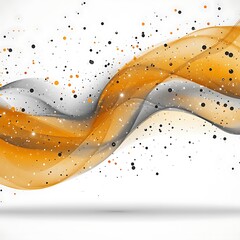 Poster - abstract flowing waves of orange and grey. a dynamic design with translucent ribbons, interspersed w