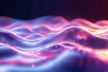 Fototapete - Vibrant wave patterns illuminated with colorful light and motion effects during digital art creation