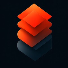 Poster - Abstract geometric design featuring layered, overlapping rhombuses in vibrant orange and dark gray, set against a black background.  Visually striking, modern, and minimalist