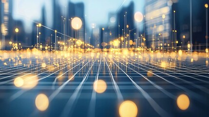 Poster - vibrant cityscape illuminated by dazzling lights creating a stunning abstract art representation of 
