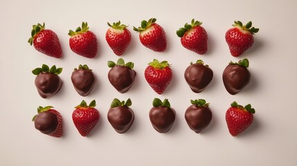 Poster - A batch of chocolate-covered strawberries placed on a white surface, leaving ample space beside them for text or logo design