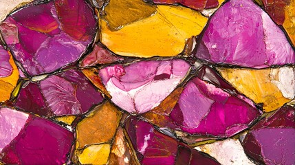 Poster - Colorful abstract painting filled with an array of vivid colors and artistic expression captured in a striking macro shot with twilight glow