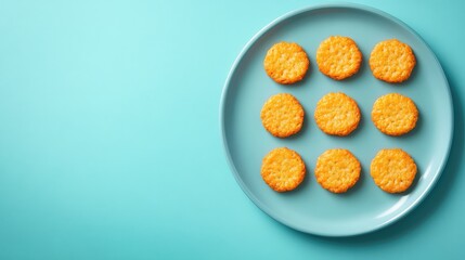 Poster - A close-up of crispy tomato snacks arranged neatly on a clean plate with open space for branding or promotional text