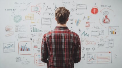 Poster - A motivational quote on a whiteboard, with success-related icons and symbols drawn around it, with open space for promotional content