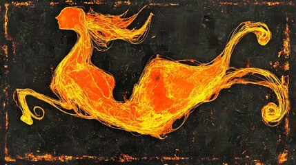 Poster - majestic horse silhouette on black background representing abstract art with swirling energy and bac
