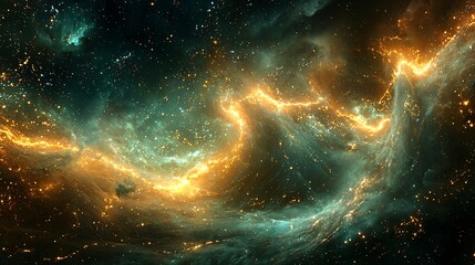 Poster - Stunning nebula surrounded by many stars creating a cosmic landscape of celestial beauty and wonder in the vastness of outer space