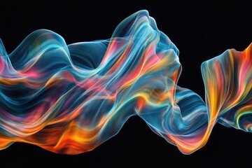 Poster - Colorful flowing fabric with vibrant patterns against a dark background