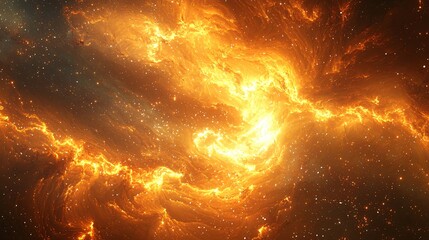 Poster - very large orange explosion filling the sky with bright color and energy displaying a celestial phen