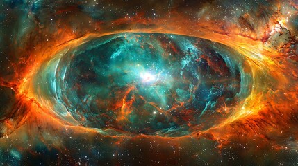 Wall Mural - enigmatic nebula floating gracefully in the sky surrounded by stars and cosmic energy creating a bea