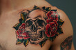© sahruddin - skull and rose tattoo in neo traditional style