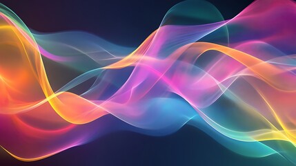 Poster - Colorful abstract glowing waves on dark background with smooth motion

